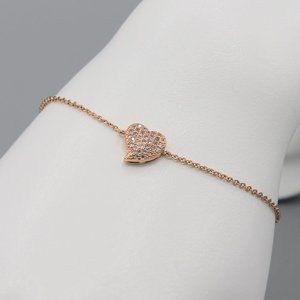 Love heart bracelet rose gold plated simple dainty